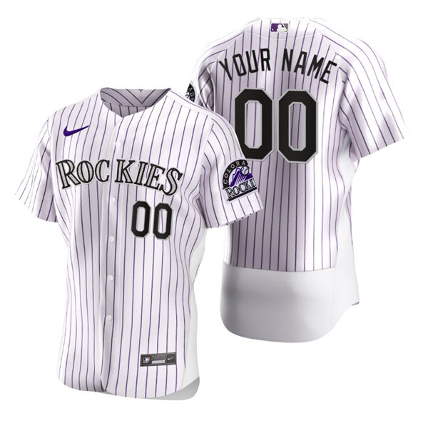 Men's Colorado Rockies Custom Nike White Pinstripe Home Flex Base Jersey