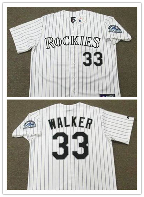 Men's Colorado Rockies Retired Player #33 LARRY WALKER 2001 Majestic Throwback Home Baseball Jerseys