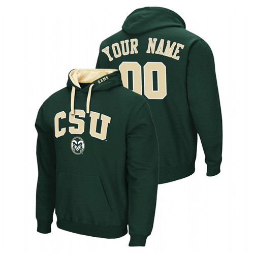 Men's Colorado State Rams Custom Green Arch & Logo 2.0 Pullover Hoodie