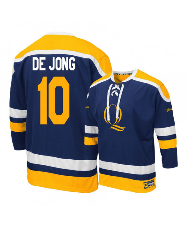 Men's Colosseum Quinnipiac Bobcats 10 Ethan De Jong Navy Hockey Jersey