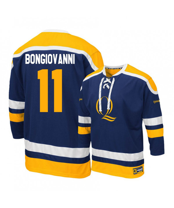 Men's Colosseum Quinnipiac Bobcats 11 Wyatt Bongiovanni Navy Hockey Jersey
