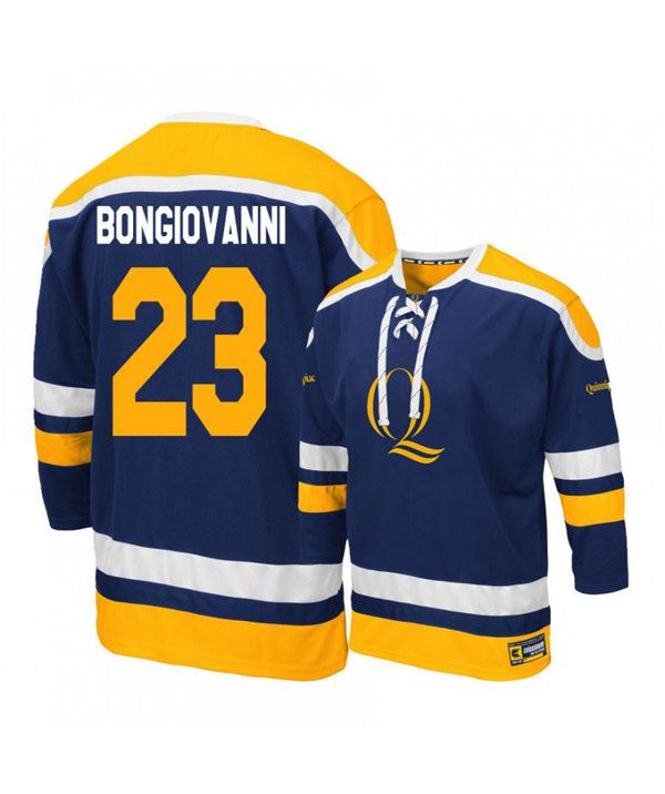 Men's Colosseum Quinnipiac Bobcats 23 Zach Metsa Navy Hockey Jersey