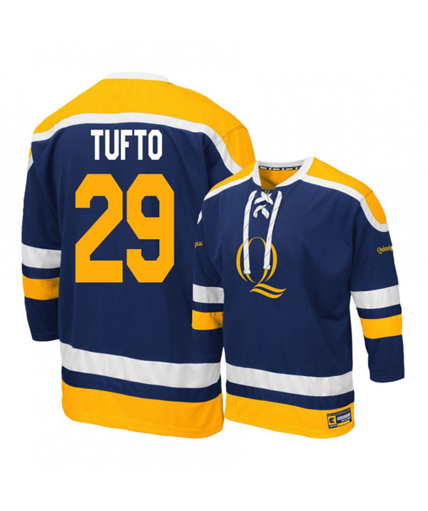 Men's Colosseum Quinnipiac Bobcats 29 Odeen Tufto Navy Hockey Jersey