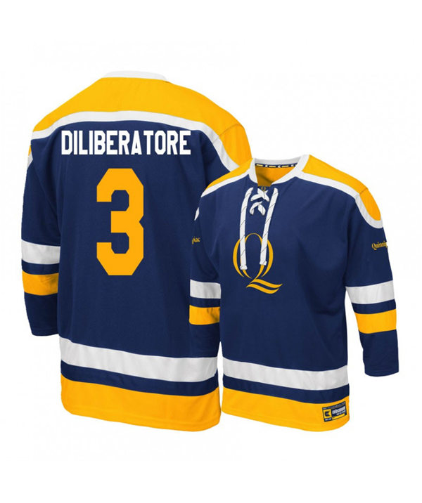 Men's Colosseum Quinnipiac Bobcats 3 Peter DiLiberatore Navy Hockey Jersey