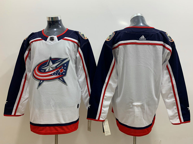 Men's Columbus Blue Jackets Blank adidas White Away Team Jersey Stitched