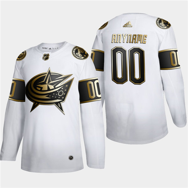 Men's Columbus Blue Jackets Custom Adidas NHL White Golden Edition Jersey Stitched