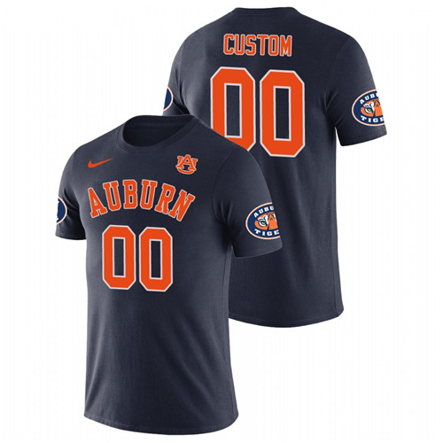 Men's Cotton #00 Custom Auburn Tigers Football Navy Future Stars T-Shirt