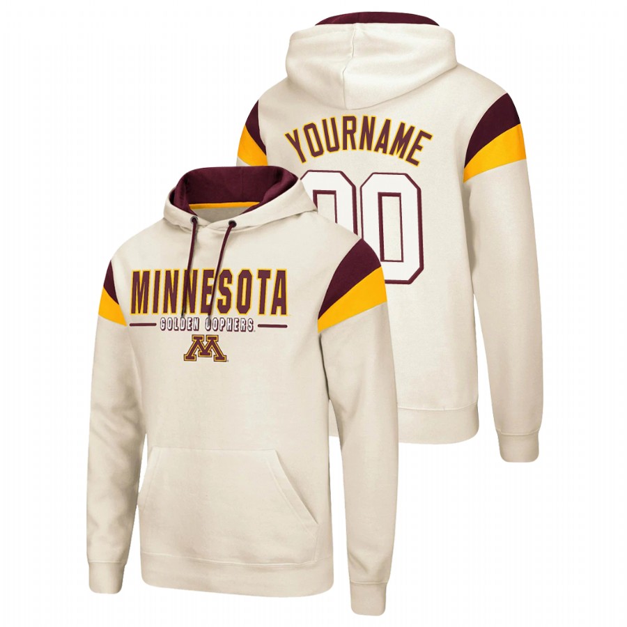 Men's Cream Minnesota Golden Gophers Custom Fortress Pullover Hoodie