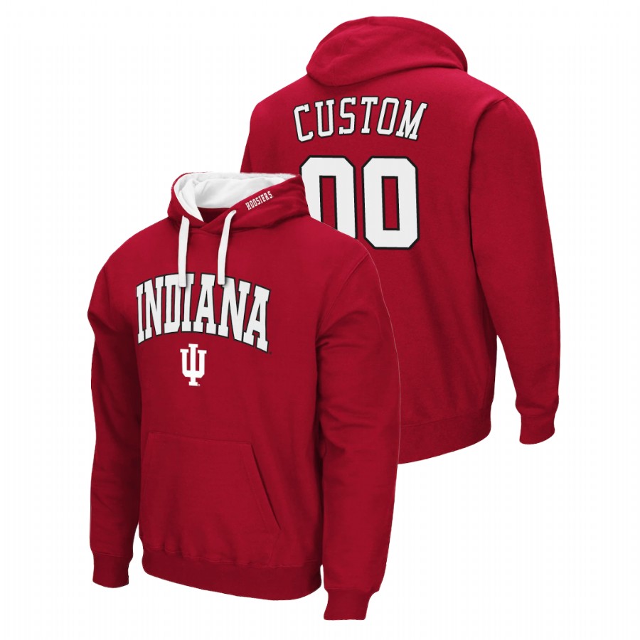 Men's Crimson Indiana Hoosiers Custom Arch & Logo 2.0 Pullover Hoodie