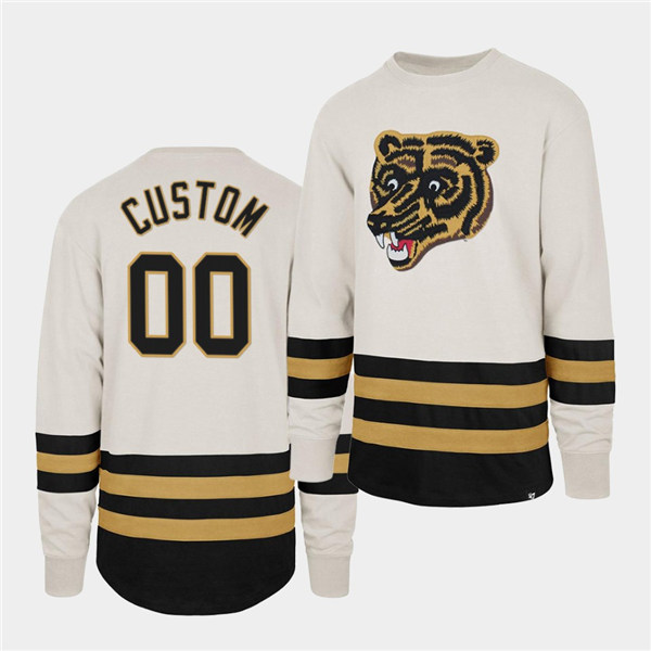 Men's Custom Boston Bruins Center Ice Crew White Retro Cotton Jersey Stitched