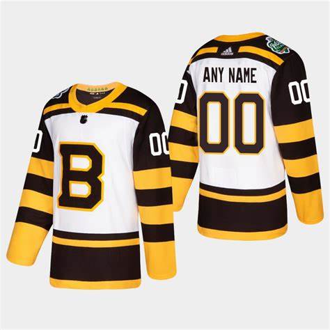 Men's Custom Boston Bruins adidas White 2019 Winter Classic Jersey Stitched
