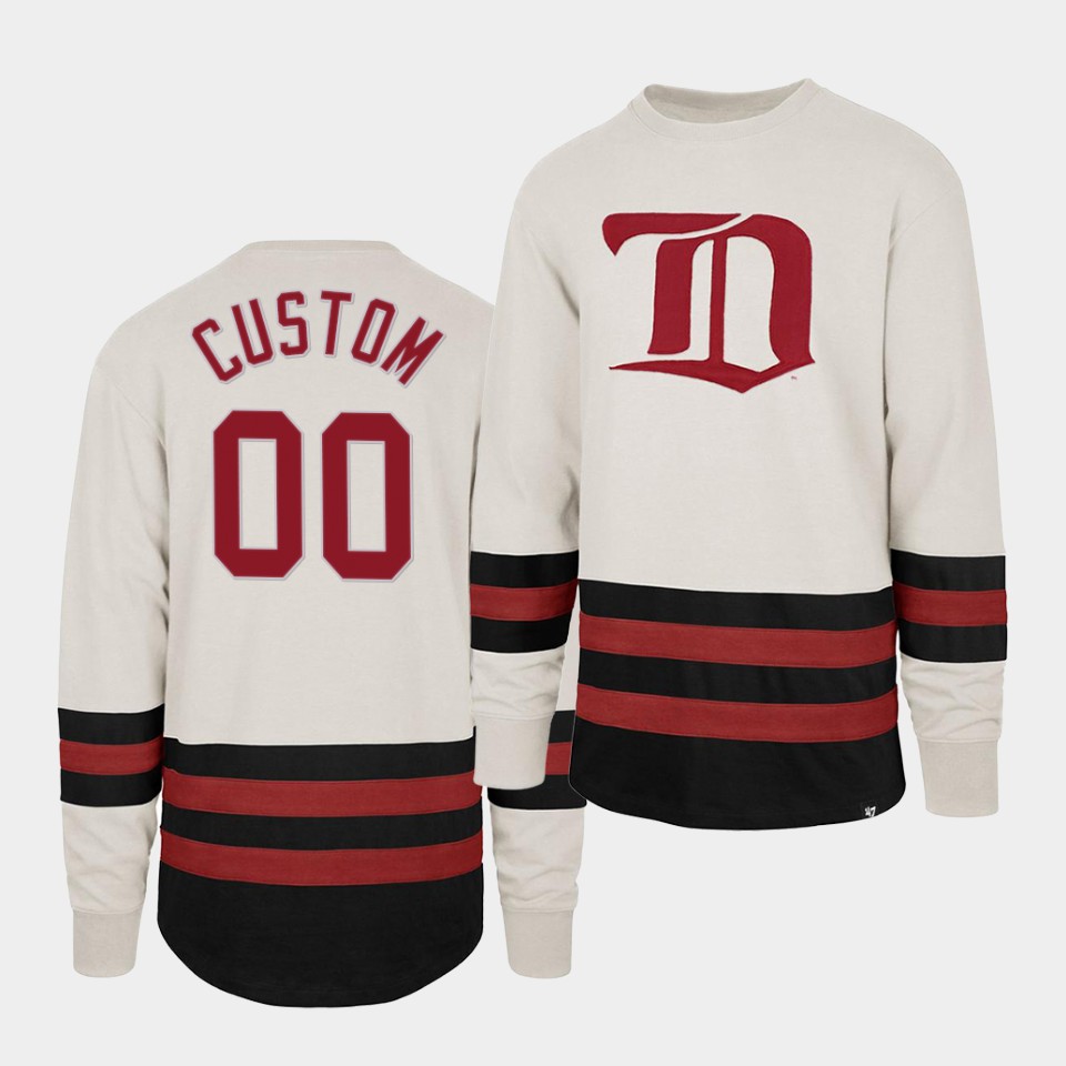 Men's Custom Detroit Red Wings Center Ice Crew White Retro Cotton Jersey Stitched
