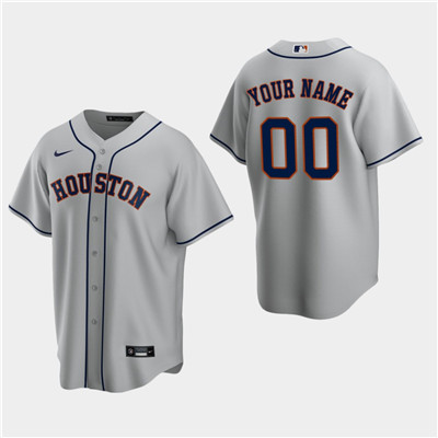 Men's Custom Houston Astros Gray Road Replica Jersey