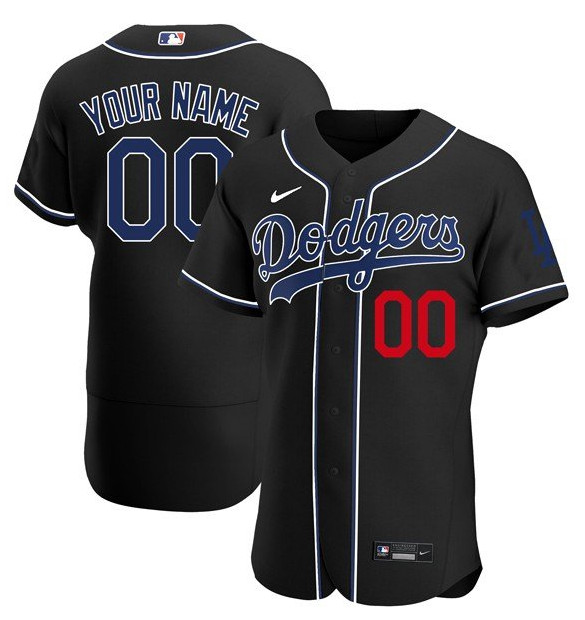 Men's Custom Los Angeles Dodgers Black Fashion Flex Base Jersey