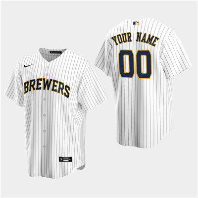Men's Custom Milwaukee Brewers White Alternate Replica Jersey