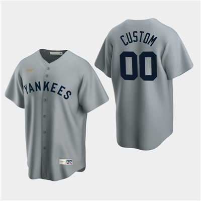 Men's Custom New York Yankees Gray Road Cooperstown Collection Nike Jersey