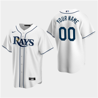 Men's Custom Tampa Bay Rays White Home Replica Jersey