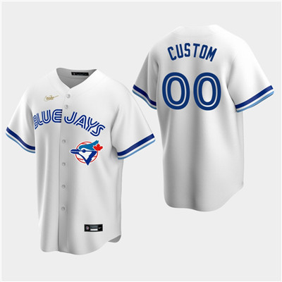 Men's Custom Toronto Blue Jays White Home Cooperstown Collection Nike Jersey