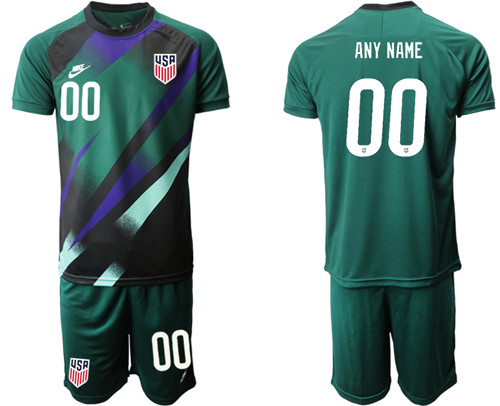 Men's Custom USA Dark green goalkeeper Jersey