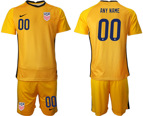 Men's Custom USA Yellow Goalkeeper Jersey