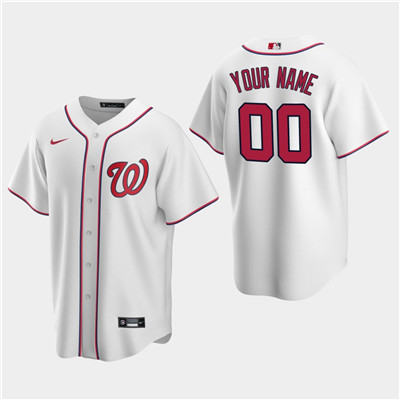 Men's Custom Washington Nationals White Home Replica Jersey