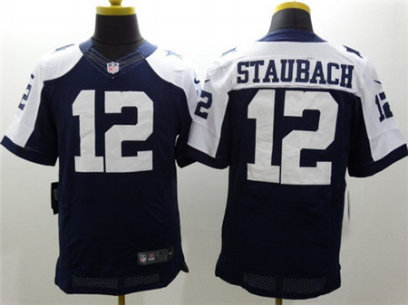 Men's Dallas Cowboys #12 Roger Staubach Blue Thanksgiving Nike Elite Stitched Jersey