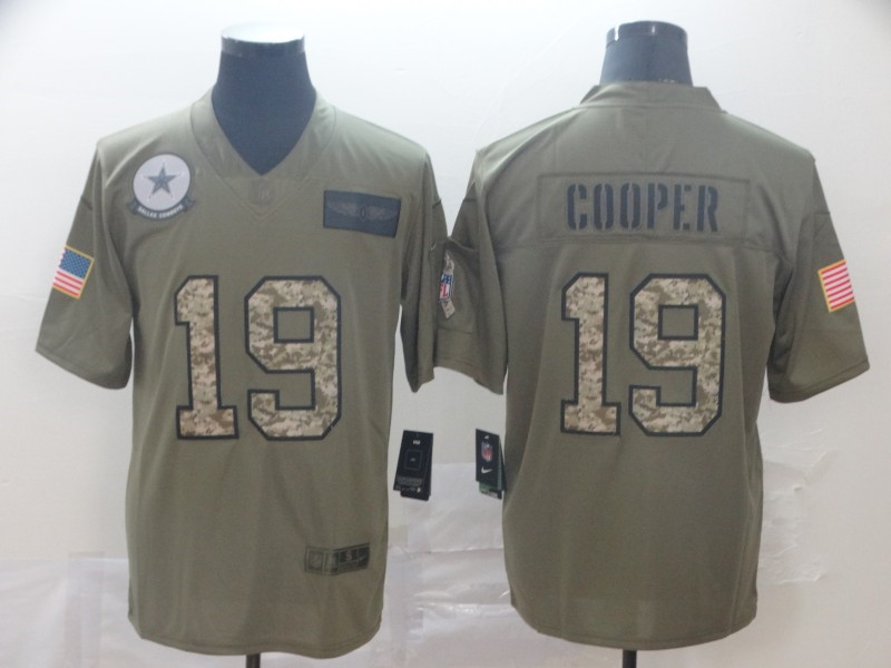 Men's Dallas Cowboys #19 Amari Cooper 2019 Olive Camo Salute to Service Limited Stitched Jersey