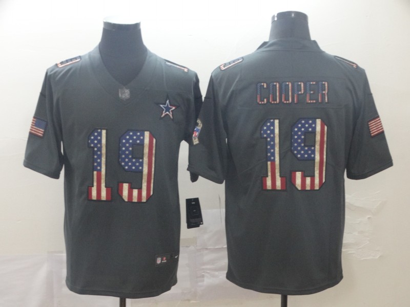 Men's Dallas Cowboys #19 Amari Cooper Charcoal Nike USA Flag Retro Football Stitched Jersey
