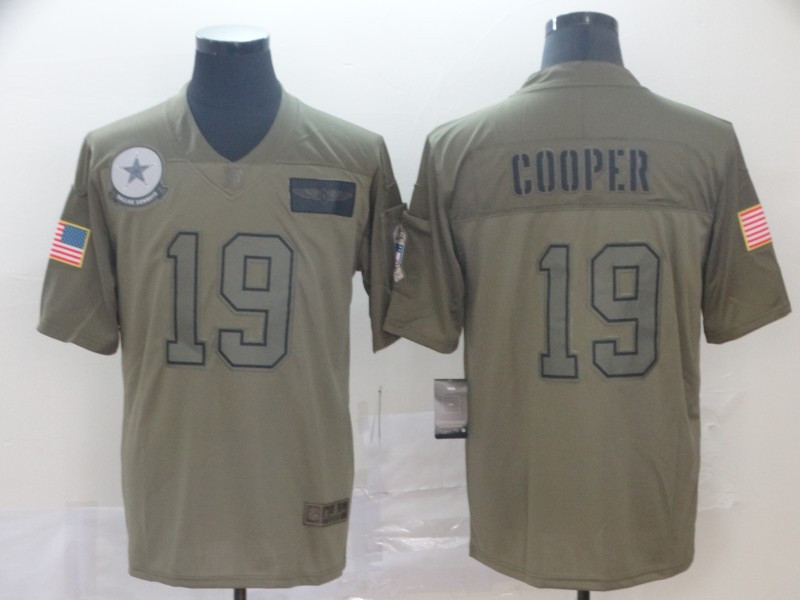 Men's Dallas Cowboys #19 Amari Cooper Nike Olive 2019 Salute to Service Game Stitched Jersey