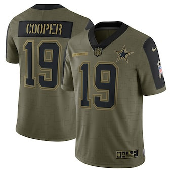 Men's Dallas Cowboys #19 Amari Cooper Nike Olive 2021 Salute To Service Limited Player Jersey