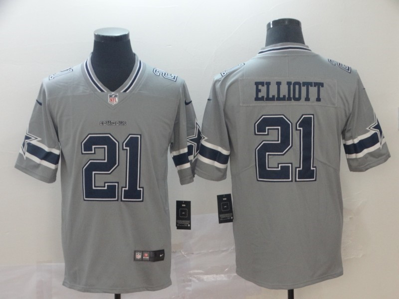 Men's Dallas Cowboys #21 Ezekiel Elliott Grey Nike Inverted Legend Stitched Jersey