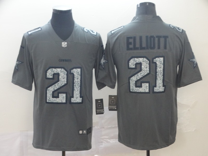 Men's Dallas Cowboys #21 Ezekiel Elliott NFL Pro Line Gray Static Fashion Stitched Jersey