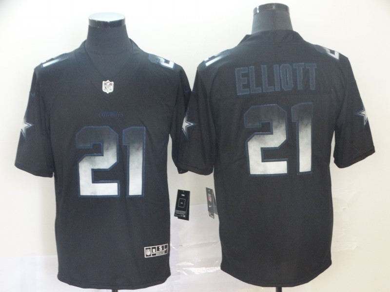 Men's Dallas Cowboys #21 Ezekiel Elliott NFL TEAMS Black Smoke Fashion Limited Stitched Jersey