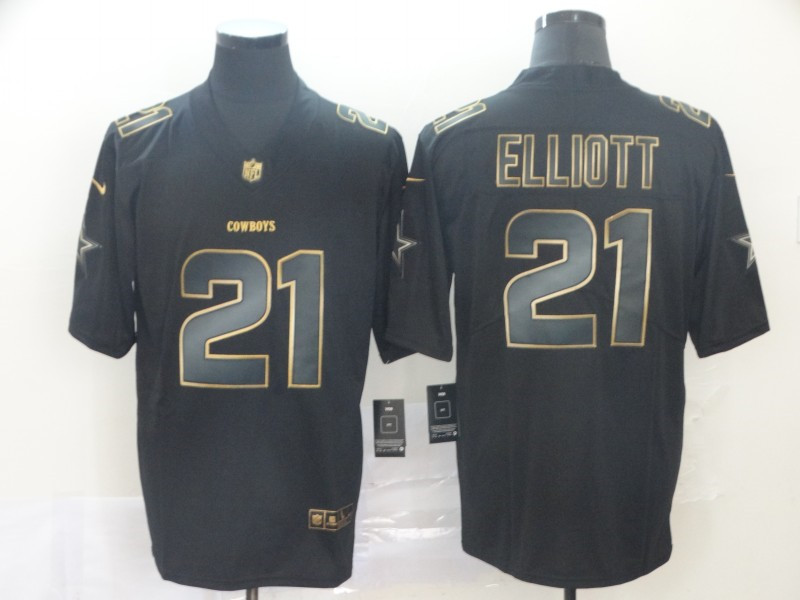 Men's Dallas Cowboys #21 Ezekiel Elliott NFL Vapor Limited Black Golden Stitched Jersey