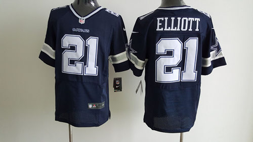 Men's Dallas Cowboys #21 Ezekiel Elliott Navy Blue Team Color NFL Nike Elite Stitched Jersey