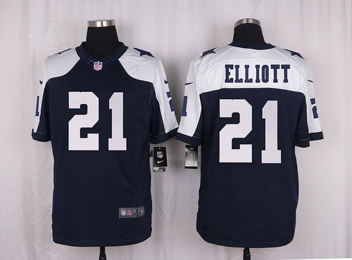 Men's Dallas Cowboys #21 Ezekiel Elliott Navy Blue Thanksgiving Alternate NFL Nike Elite Stitched Jersey