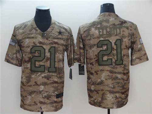 Men's Dallas Cowboys #21 Ezekiel Elliott Nike Camo Salute to Service Limited Stitched Jersey
