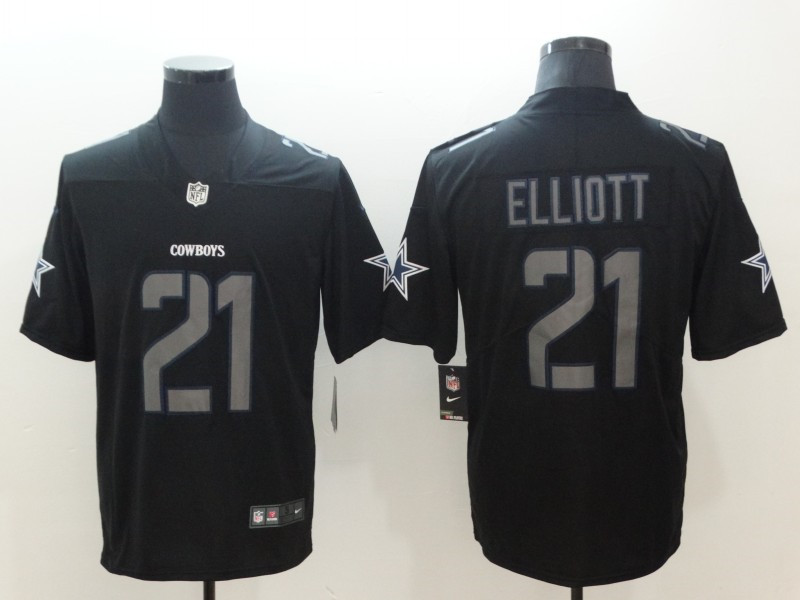 Men's Dallas Cowboys #21 Ezekiel Elliott Nike Fashion Impact Black Limited Stitched Jersey