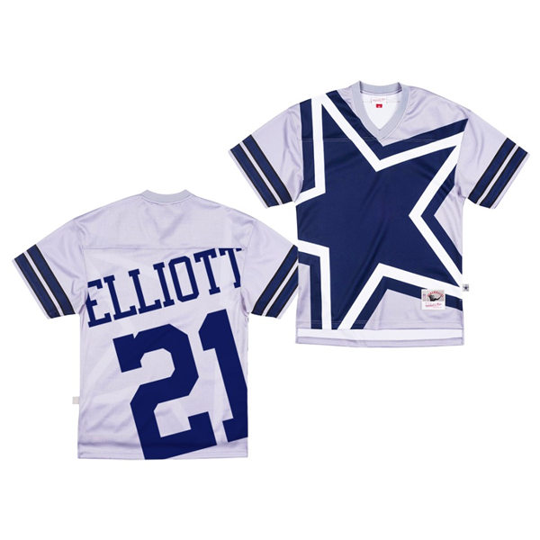 Men's Dallas Cowboys #21 Ezekiel Elliott Nike Gray Big Face Football Jersey