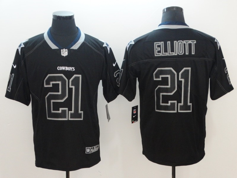 Men's Dallas Cowboys #21 Ezekiel Elliott Nike Lights Out Black Limited Stitched Jersey
