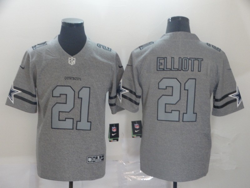 Men's Dallas Cowboys #21 Ezekiel Elliott Nike Silver Inverted Legend Stitched Jersey