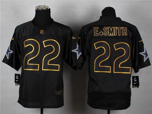 Men's Dallas Cowboys #22 Emmitt Smith 2014 PRO Gold Lettering Nike Fashion Stitched Jerseys