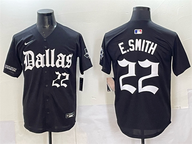 Men's Dallas Cowboys #22 Emmitt Smith Black 'Gothic Lone Star Edition' Limited Stitched Baseball Jersey