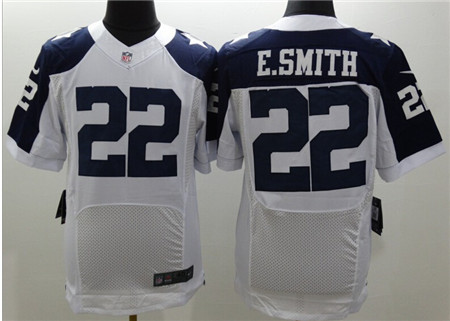 Men's Dallas Cowboys #22 Emmitt Smith White Thanksgiving Nike Elite Stitched Jersey