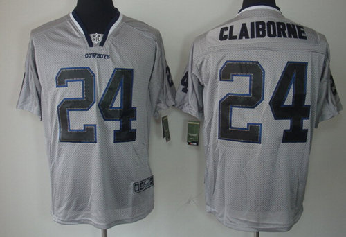 Men's Dallas Cowboys #24 Morris Claiborne Jersey Nike Elite Lights Out Gray Stitched