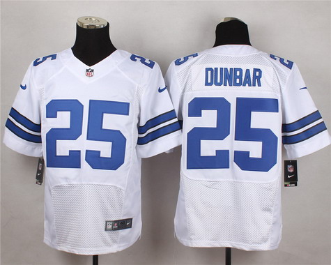 Men's Dallas Cowboys #25 Lance Dunbar White Road NFL Nike Elite Stitched Jersey