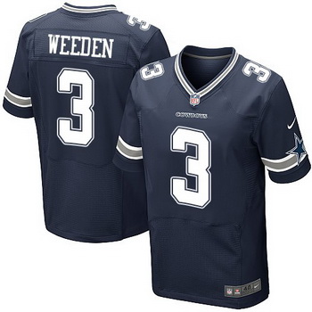 Men's Dallas Cowboys #3 Brandon Weeden Navy Blue Team Color NFL Nike Elite Jersey