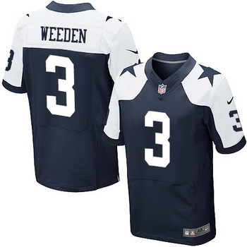 Men's Dallas Cowboys #3 Brandon Weeden Navy Blue Thanksgiving Alternate NFL Nike Elite Jersey