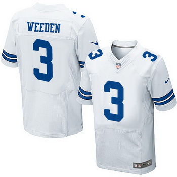 Men's Dallas Cowboys #3 Brandon Weeden White Road NFL Nike Elite Jersey