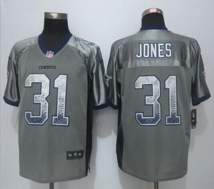 Men's Dallas Cowboys #31 Byron Jones Nike Drift Fashion Gray Elite Stitched Jersey
